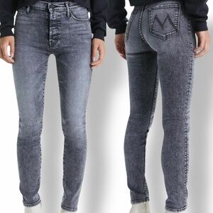 MOTHER Denim ‘The Stunner’ High-Rise Skinny Jeans in “Train Stops” Gray Size 27